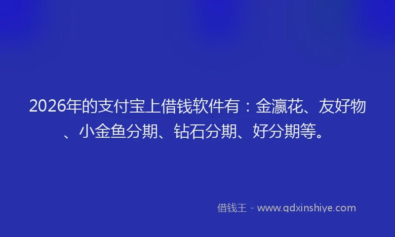 2026年的支付宝上借钱软件有：金瀛花、友好物、小金鱼分期、钻石分期、好分期等。