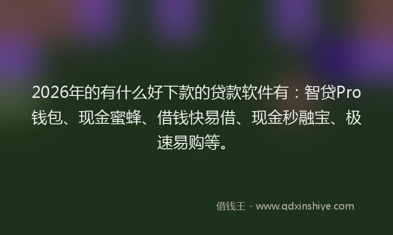 2026年的有什么好下款的贷款软件有：智贷Pro钱包、现金蜜蜂、借钱快易借、现金秒融宝、极速易购等。