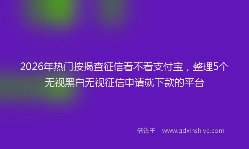 2026年热门按揭查征信看不看支付宝，整理5个无视黑白无视征信申请就下款的平台