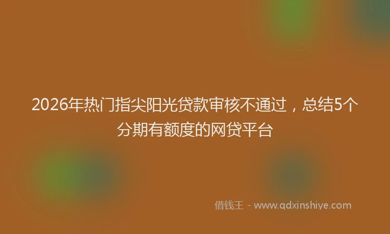 2026年热门指尖阳光贷款审核不通过，总结5个分期有额度的网贷平台