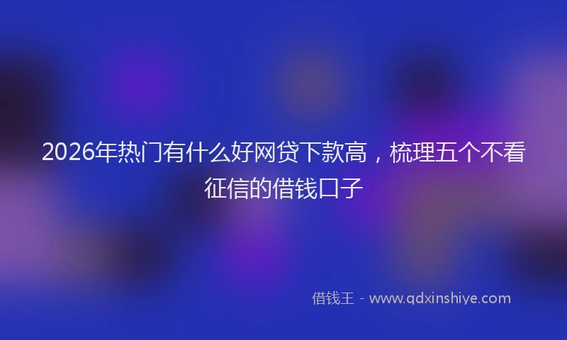 2026年热门有什么好网贷下款高，梳理五个不看征信的借钱口子