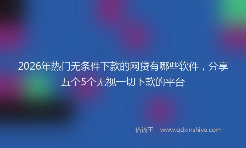 2026年热门无条件下款的网贷有哪些软件，分享五个5个无视一切下款的平台