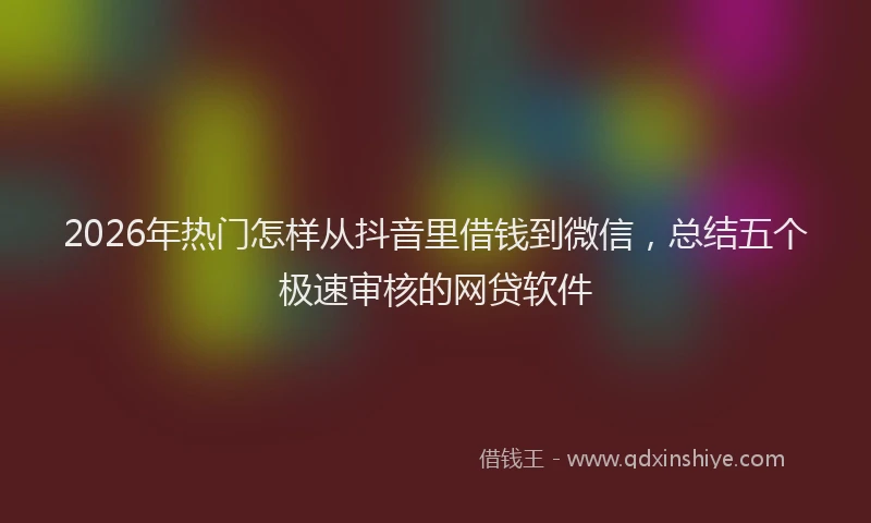 2026年热门怎样从抖音里借钱到微信，总结五个极速审核的网贷软件