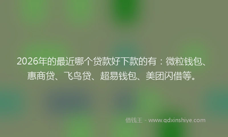 2026年的最近哪个贷款好下款的有：微粒钱包、惠商贷、飞鸟贷、超易钱包、美团闪借等。