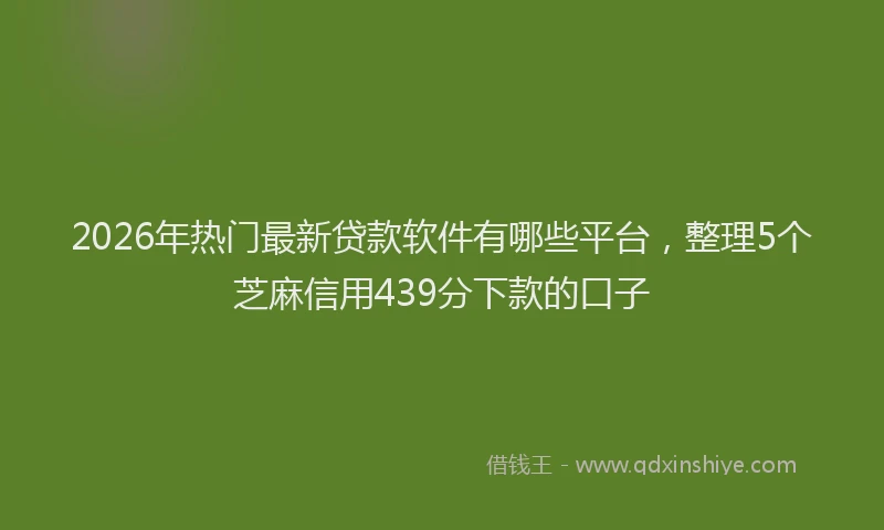 2026年热门最新贷款软件有哪些平台，整理5个芝麻信用439分下款的口子