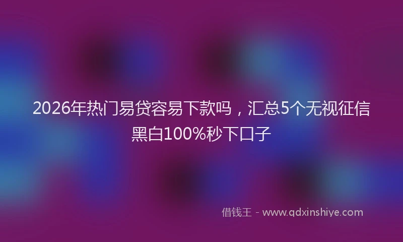 2026年热门易贷容易下款吗，汇总5个无视征信黑白100%秒下口子
