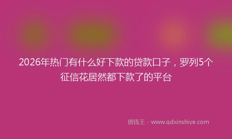 2026年热门有什么好下款的贷款口子，罗列5个征信花居然都下款了的平台