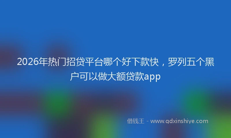2026年热门招贷平台哪个好下款快，罗列五个黑户可以做大额贷款app