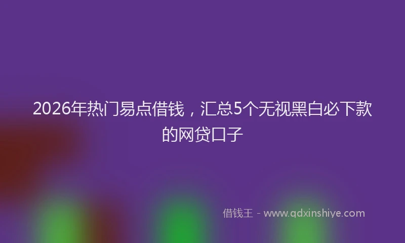 2026年热门易点借钱，汇总5个无视黑白必下款的网贷口子