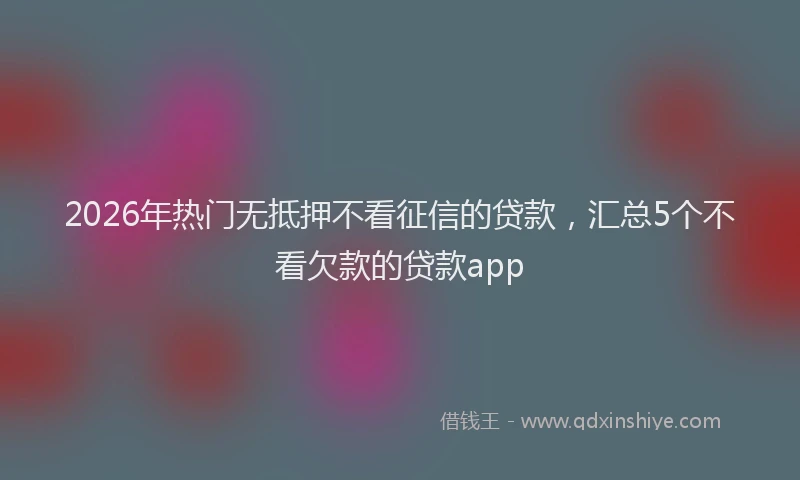 2026年热门无抵押不看征信的贷款，汇总5个不看欠款的贷款app