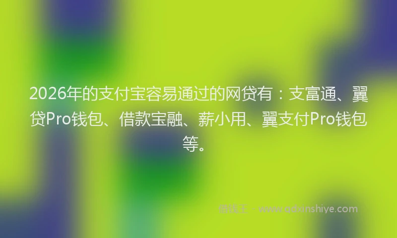 2026年的支付宝容易通过的网贷有：支富通、翼贷Pro钱包、借款宝融、薪小用、翼支付Pro钱包等。