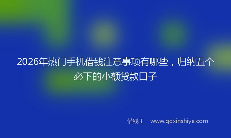 2026年热门手机借钱注意事项有哪些,归纳五个必下的小额贷款口子