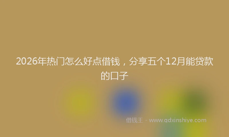 2026年热门怎么好点借钱，分享五个12月能贷款的口子