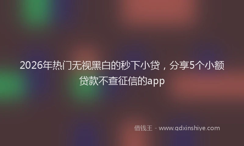 2026年热门无视黑白的秒下小贷，分享5个小额贷款不查征信的app