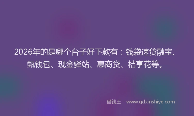 2026年的是哪个台子好下款有：钱袋速贷融宝、甄钱包、现金驿站、惠商贷、桔享花等。
