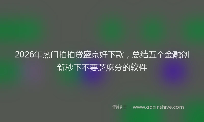2026年热门拍拍贷盛京好下款，总结五个金融创新秒下不要芝麻分的软件