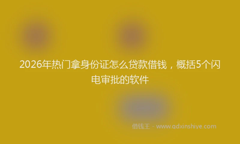 2026年热门拿身份证怎么贷款借钱，概括5个闪电审批的软件