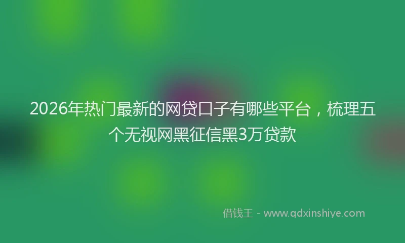 2026年热门最新的网贷口子有哪些平台，梳理五个无视网黑征信黑3万贷款