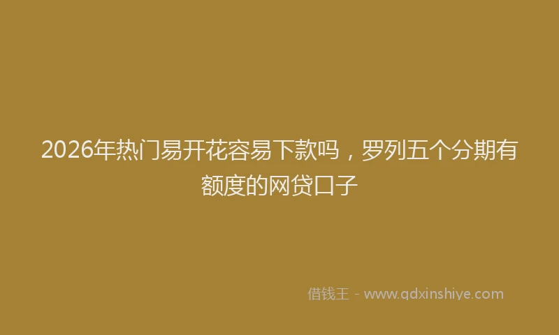2026年热门易开花容易下款吗，罗列五个分期有额度的网贷口子