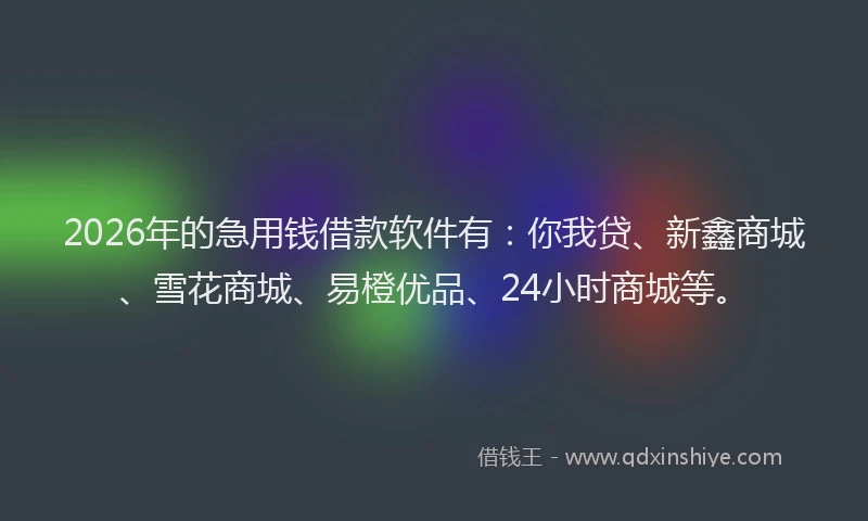 2026年的急用钱借款软件有：你我贷、新鑫商城、雪花商城、易橙优品、24小时商城等。