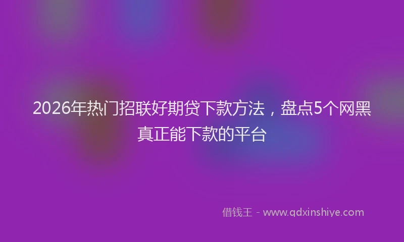 2026年热门招联好期贷下款方法,盘点5个网黑真正能下款的平台