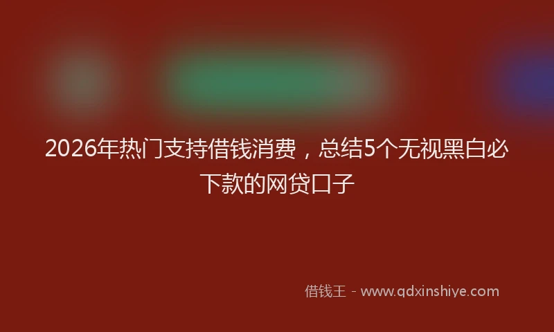 2026年热门支持借钱消费，总结5个无视黑白必下款的网贷口子