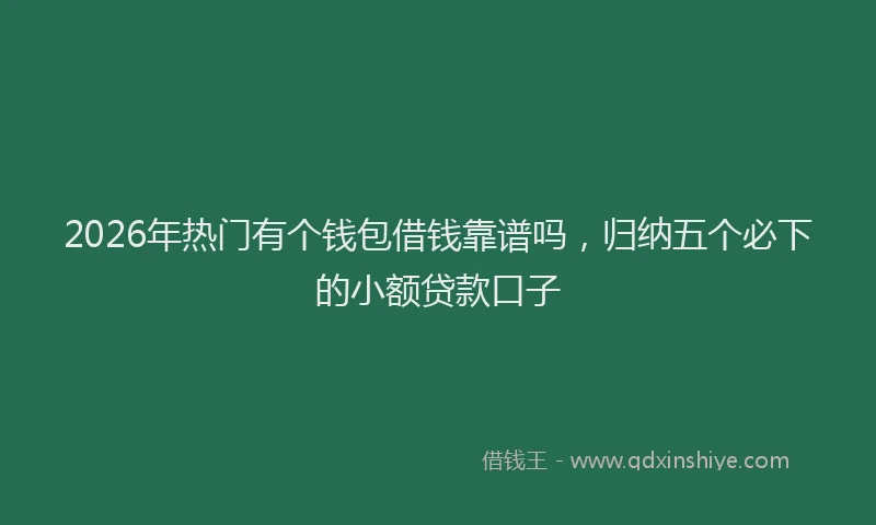 2026年热门有个钱包借钱靠谱吗，归纳五个必下的小额贷款口子