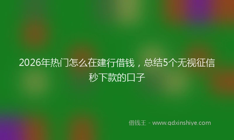 2026年热门怎么在建行借钱，总结5个无视征信秒下款的口子