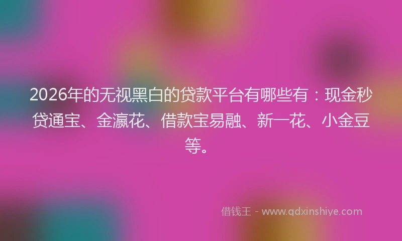 2026年的无视黑白的贷款平台有哪些有：现金秒贷通宝、金瀛花、借款宝易融、新一花、小金豆等。