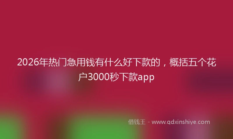 2026年热门急用钱有什么好下款的，概括五个花户3000秒下款app