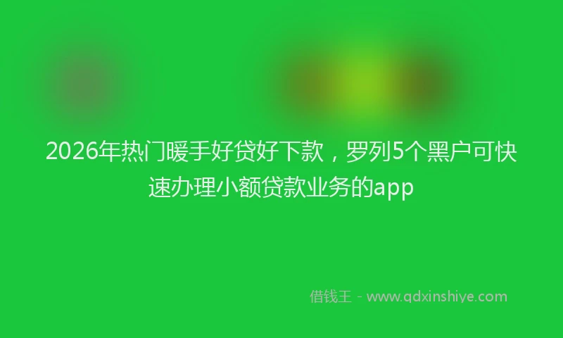2026年热门暖手好贷好下款，罗列5个黑户可快速办理小额贷款业务的app