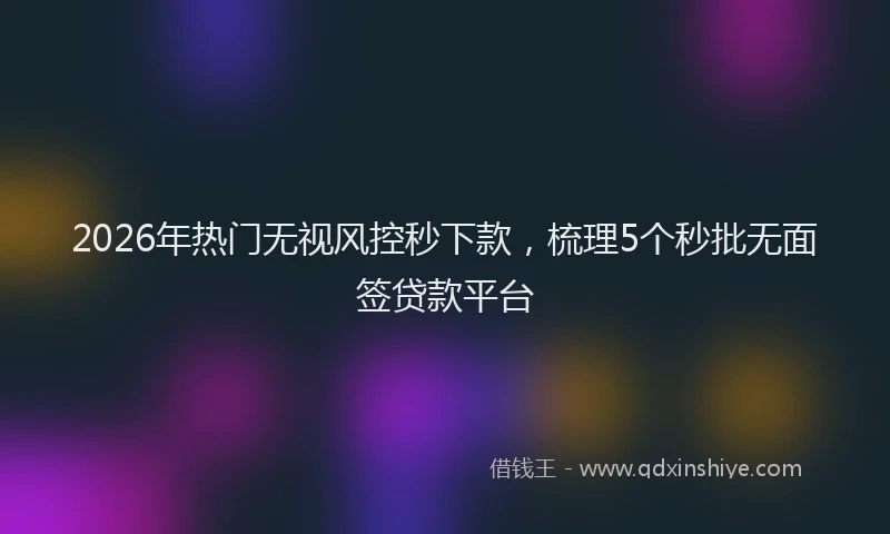 2026年热门无视风控秒下款，梳理5个秒批无面签贷款平台