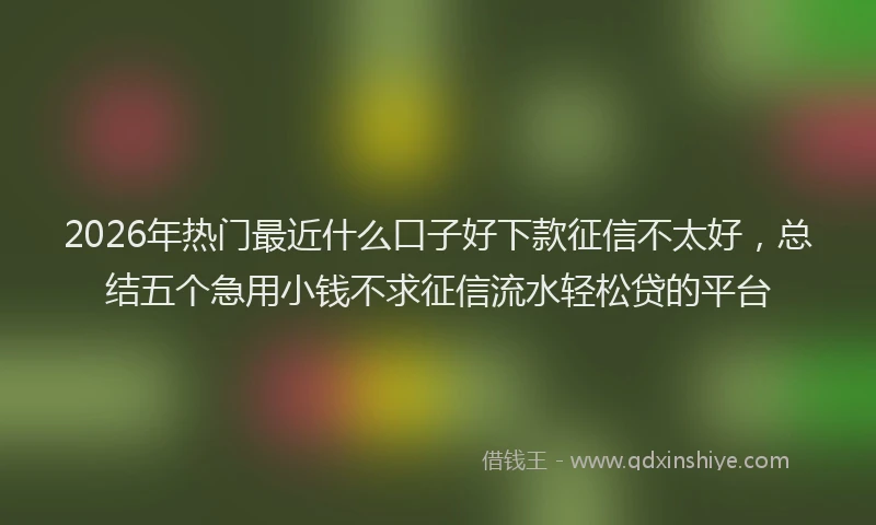 2026年热门最近什么口子好下款征信不太好，总结五个急用小钱不求征信流水轻松贷的平台