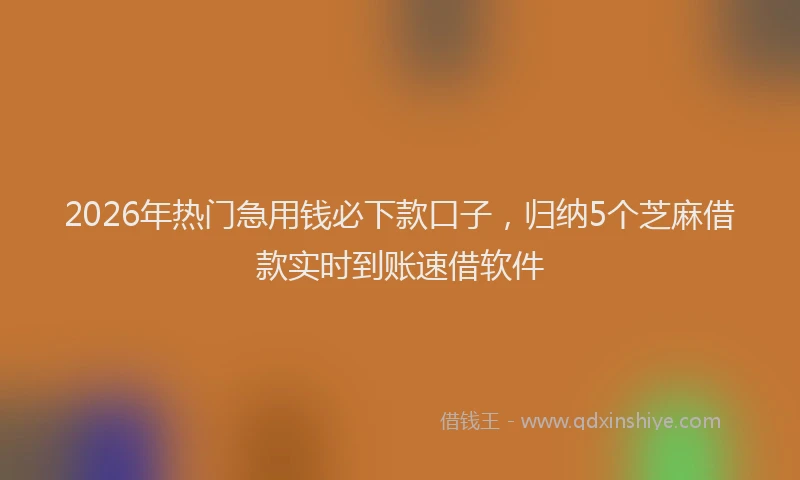 2026年热门急用钱必下款口子，归纳5个芝麻借款实时到账速借软件