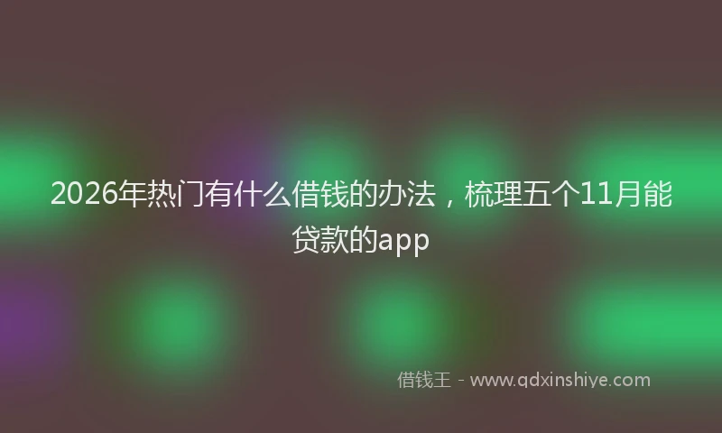 2026年热门有什么借钱的办法，梳理五个11月能贷款的app