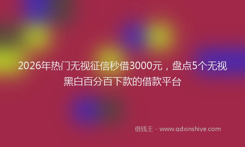 2026年热门无视征信秒借3000元，盘点5个无视黑白百分百下款的借款平台