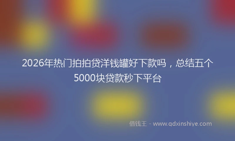 2026年热门拍拍贷洋钱罐好下款吗，总结五个5000块贷款秒下平台