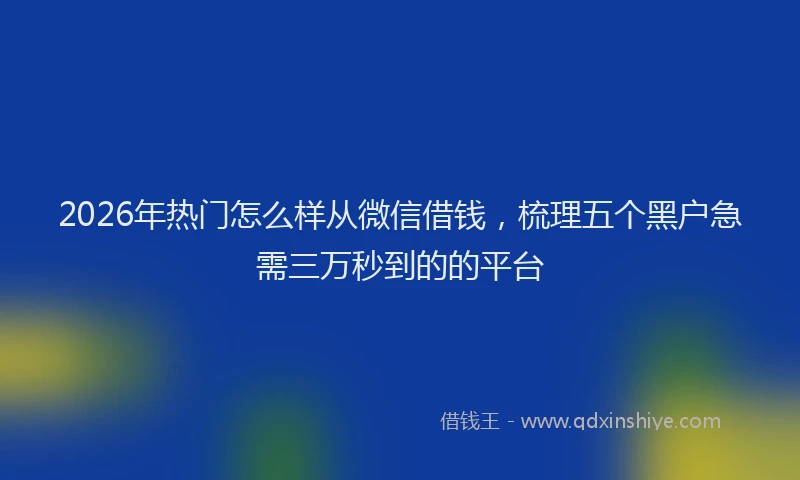 2026年热门怎么样从微信借钱，梳理五个黑户急需三万秒到的的平台