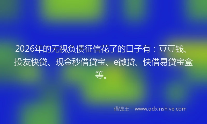 2026年的无视负债征信花了的口子有：豆豆钱、投友快贷、现金秒借贷宝、e微贷、快借易贷宝盒等。