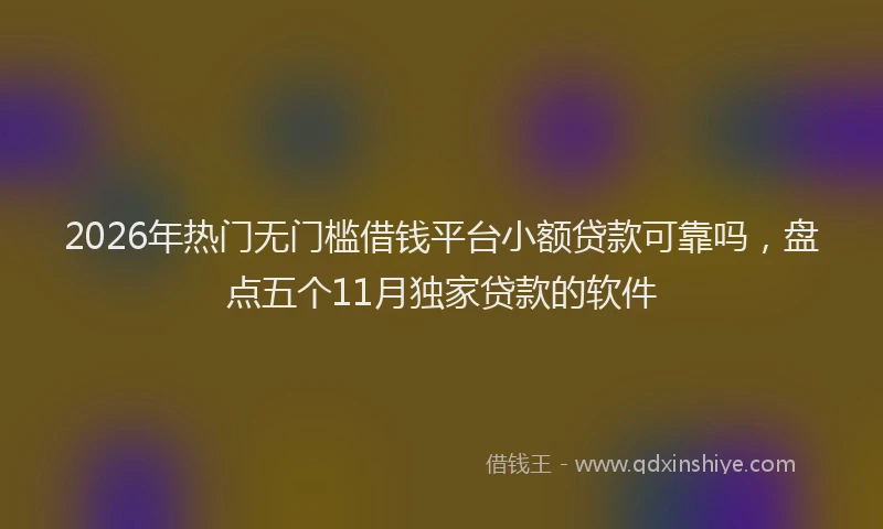 2026年热门无门槛借钱平台小额贷款可靠吗，盘点五个11月独家贷款的软件
