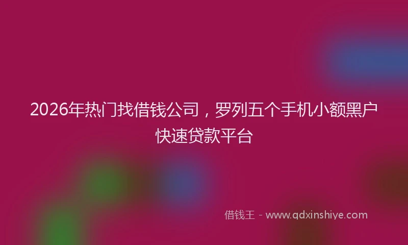 2026年热门找借钱公司，罗列五个手机小额黑户快速贷款平台