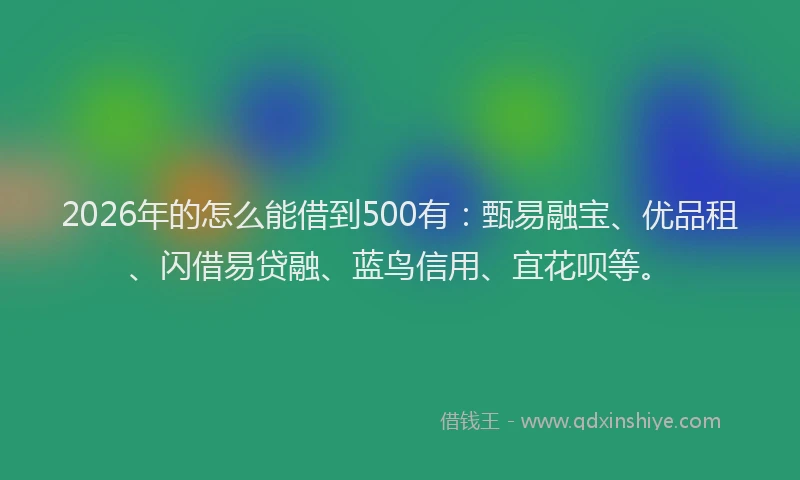 2026年的怎么能借到500有：甄易融宝、优品租、闪借易贷融、蓝鸟信用、宜花呗等。