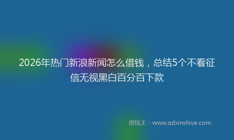 2026年热门新浪新闻怎么借钱，总结5个不看征信无视黑白百分百下款