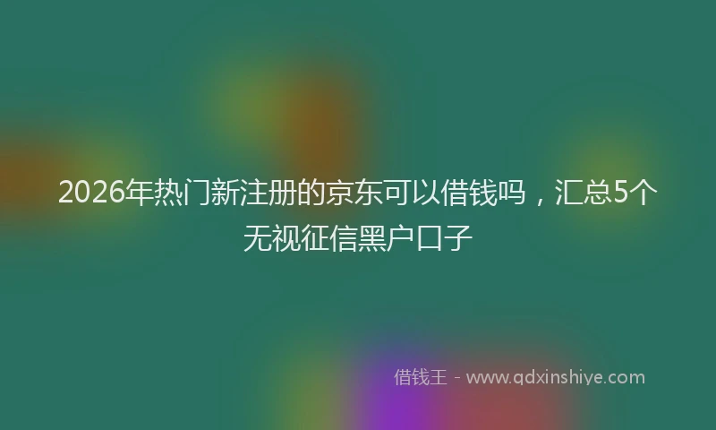 2026年热门新注册的京东可以借钱吗，汇总5个无视征信黑户口子