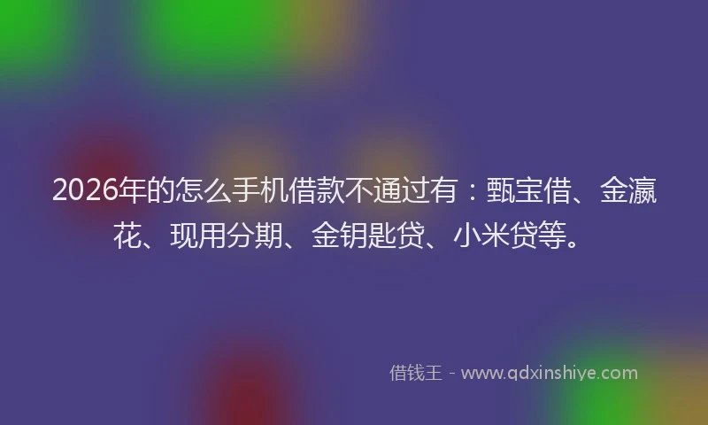 2026年的怎么手机借款不通过有：甄宝借、金瀛花、现用分期、金钥匙贷、小米贷等。