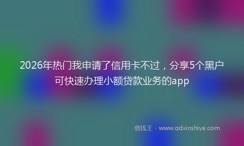 2026年热门我申请了信用卡不过，分享5个黑户可快速办理小额贷款业务的app