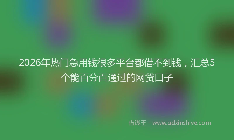 2026年热门急用钱很多平台都借不到钱，汇总5个能百分百通过的网贷口子