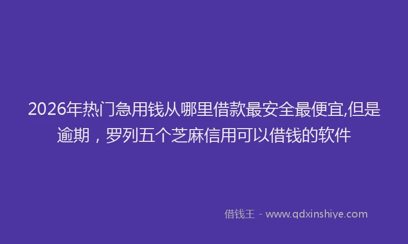 2026年热门急用钱从哪里借款最安全最便宜,但是逾期，罗列五个芝麻信用可以借钱的软件