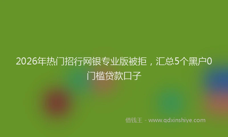 2026年热门招行网银专业版被拒，汇总5个黑户0门槛贷款口子