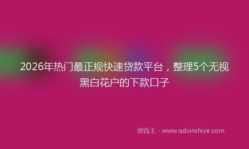 2026年热门最正规快速贷款平台，整理5个无视黑白花户的下款口子